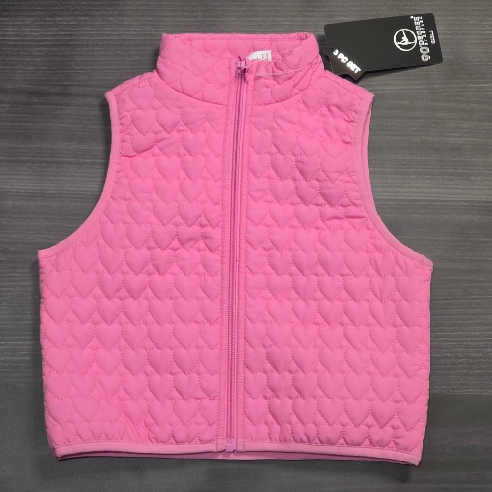 90 Degree Girl's pink heart quilted vest size small